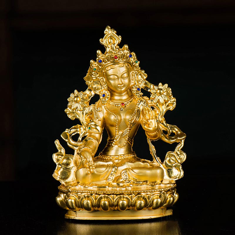 Decoración de estatua chapada en oro con protección de esperanza de Tara Blanca Bodhisattva - image 4