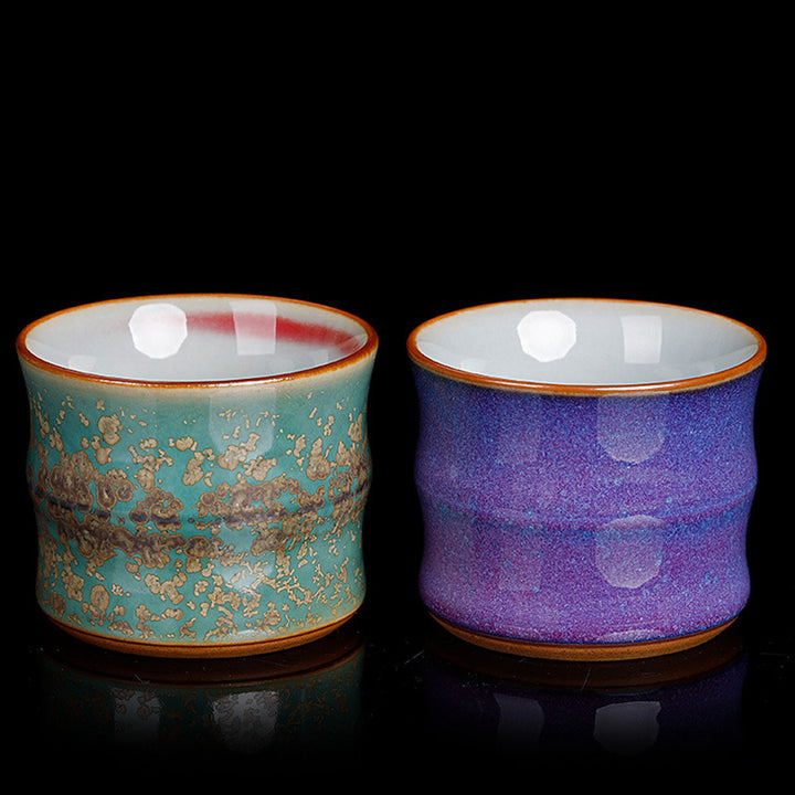 Taza de té de cerámica con diseño de bambú y cambio de horno de Buddha Stones , taza de té de Kung Fu