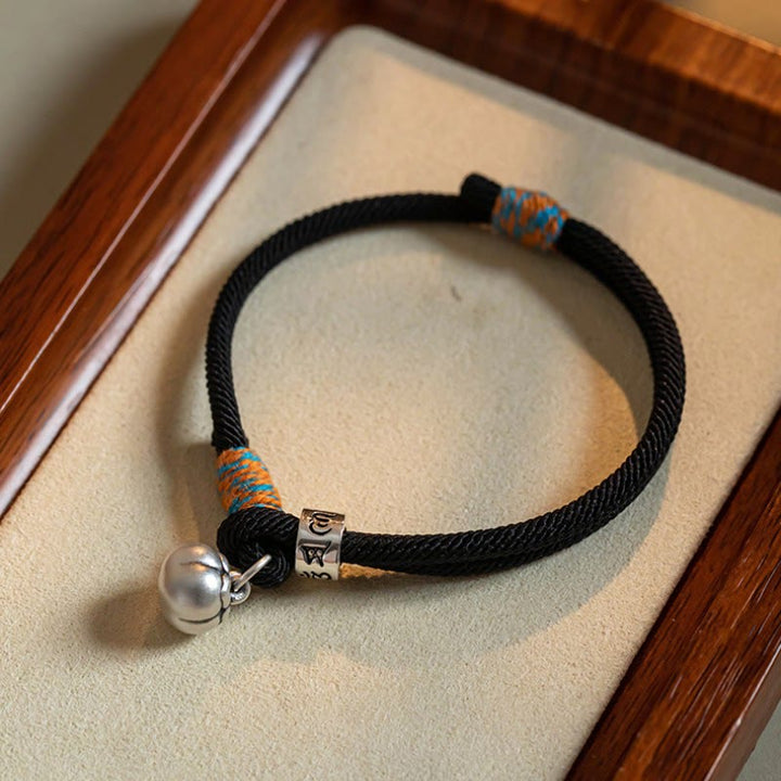 Pulsera trenzada de plata de ley 925 con Buddha Stones, Om Mani Padme Hum tibetano hecho a mano, amuleto de caqui, protección de la suerte - Negro (circunferencia de la muñeca 14-18 cm) - image 0