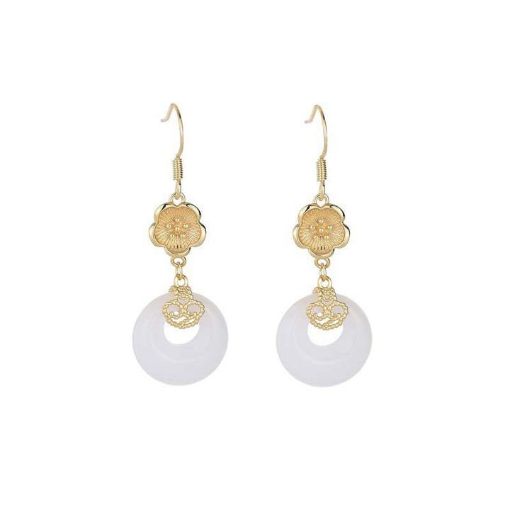 Pendientes colgantes de bendición de jade blanco FengShui