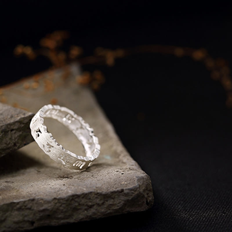 Anillo hueco de paz Om Mani Padme Hum de plata de ley 925 tibetana con Buddha Stones - image 9