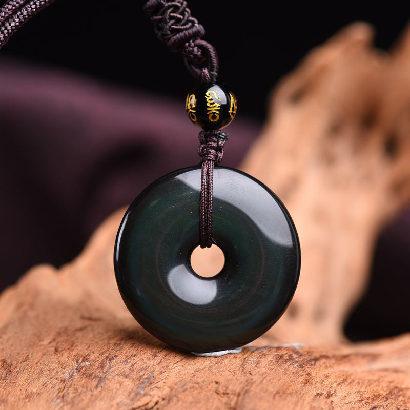 Collar de protección de obsidiana tibetana con Buddha Stones
