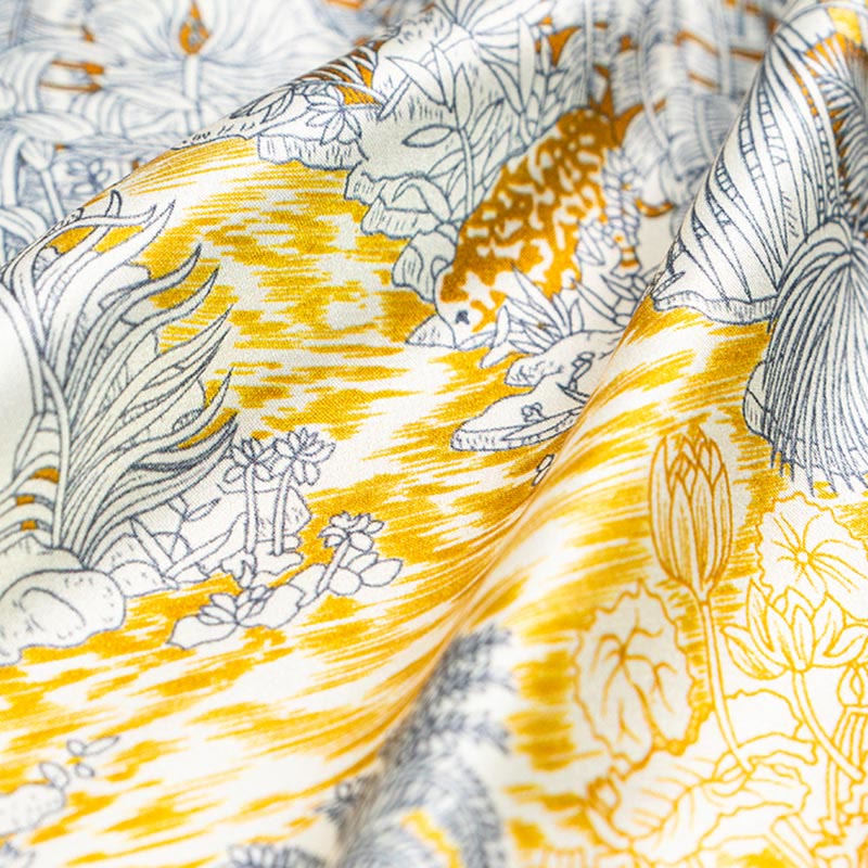 Bufanda de seda de morera 100% con pintura al óleo de jungla de Buddha Stones , bufanda de cuello de seda de doble cara de grado superior 6A - image 2