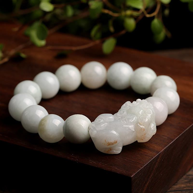 Pulsera de la suerte de Jade PiXiu, Buddha Stones Fengshui, riqueza, prosperidad