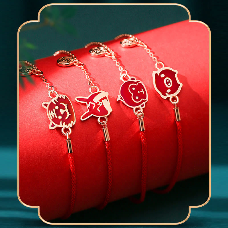 Pulsera de cadena de hilo rojo con protección de la suerte del zodiaco chino que cambia de color de Plata de Ley 925 con Buddha Stones - image 26