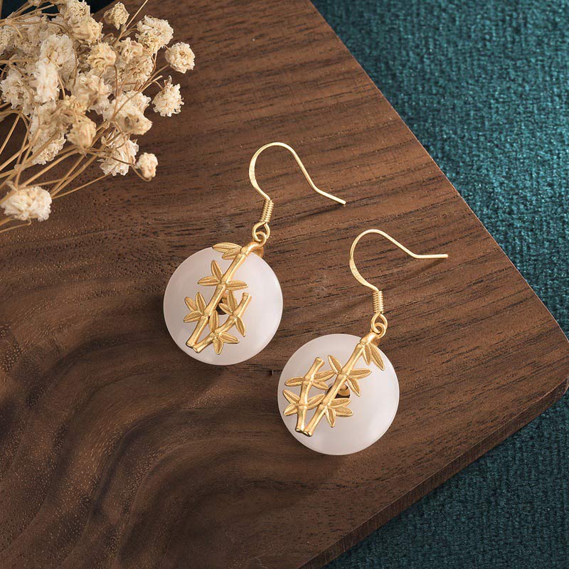 Pendientes de la fortuna de jade blanco FengShui de Buddha Stones