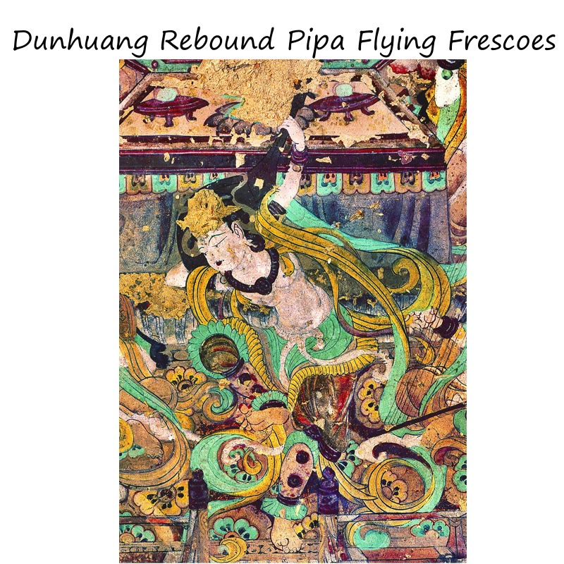 Buddha Stones Dunhuang rebote Pipa frescos voladores 100% bufanda de seda de morera chal Dunhuang de grado premium 6A