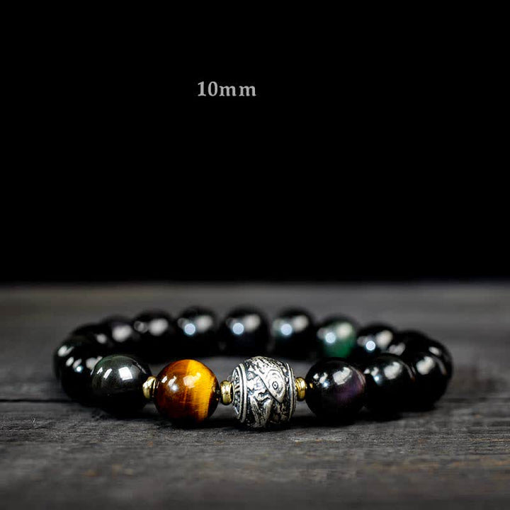 Buddha Stones para experimentar una inversión de la fortuna Pulsera de protección de obsidiana con brillo dorado de obsidiana arcoíris