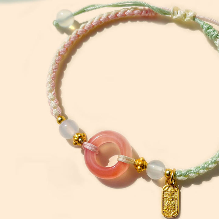 Pulsera trenzada hecha a mano con hebilla de la paz y ágata de la paz y la alegría de las Buddha Stones