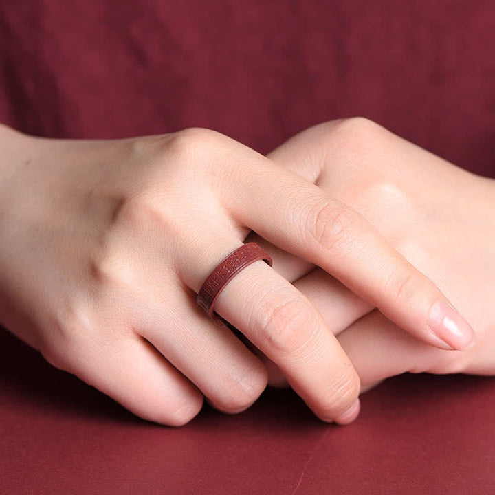 Anillo de bendición de nubes auspiciosas con Buddha Stones cinabrio Om Mani Padme Hum - image 7