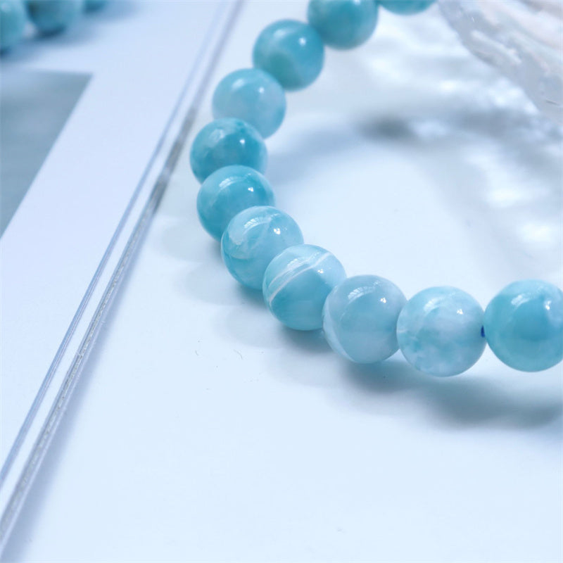 Pulsera de confianza de sabiduría de Larimar natural con Buddha Stones