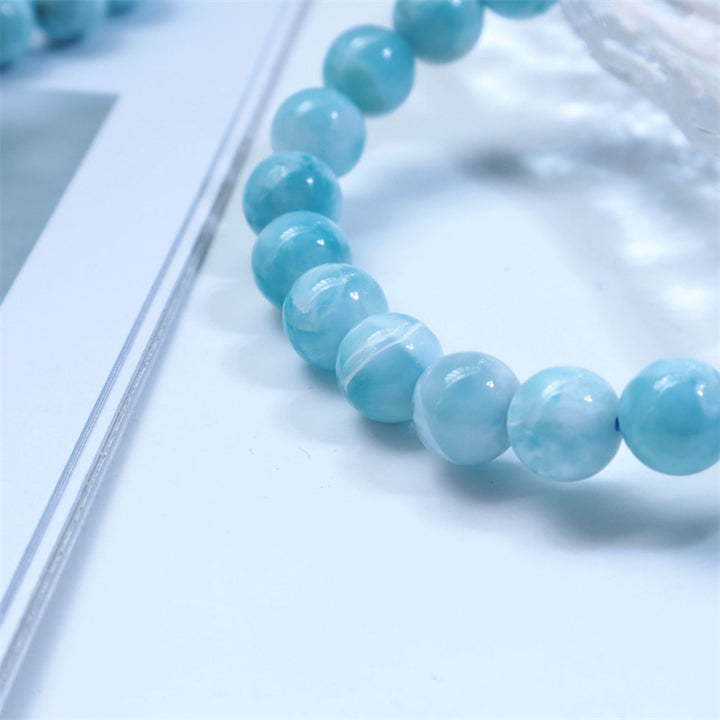 Pulsera de confianza de sabiduría de Larimar natural con Buddha Stones