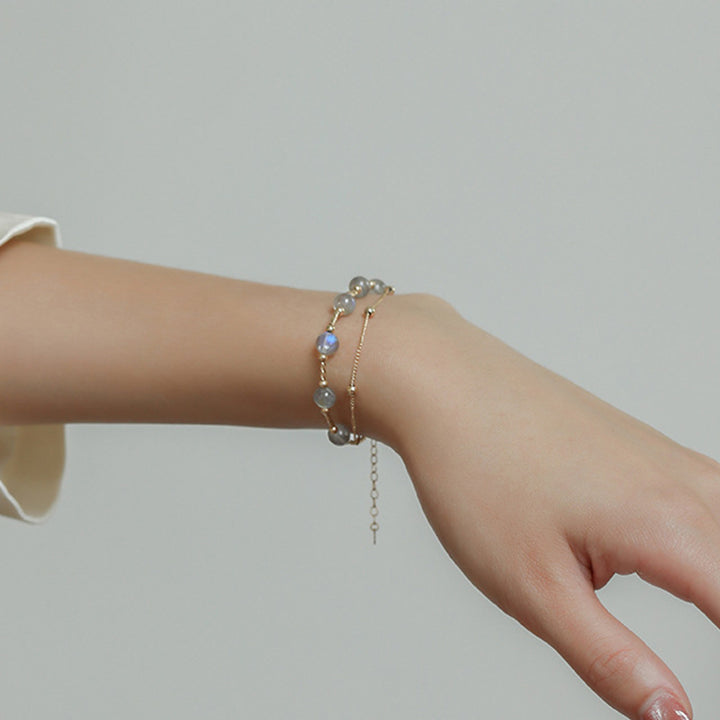 Pulsera de cadena con encanto positivo de piedra lunar