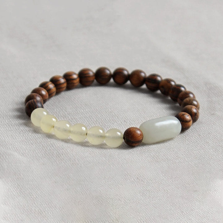 Pulsera de la abundancia de la suerte de sándalo de jade con Buddha Stones