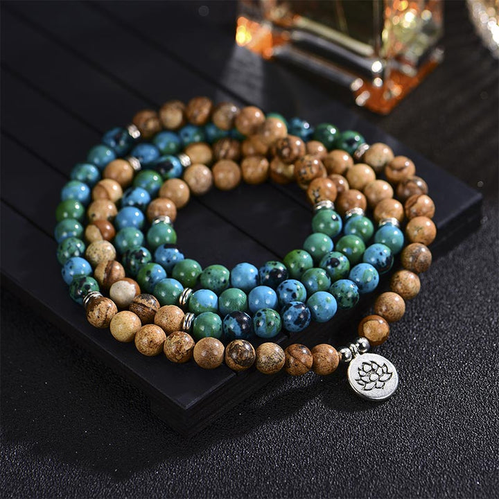 Buddha Stones 108 Mala multicapa curativa para meditación