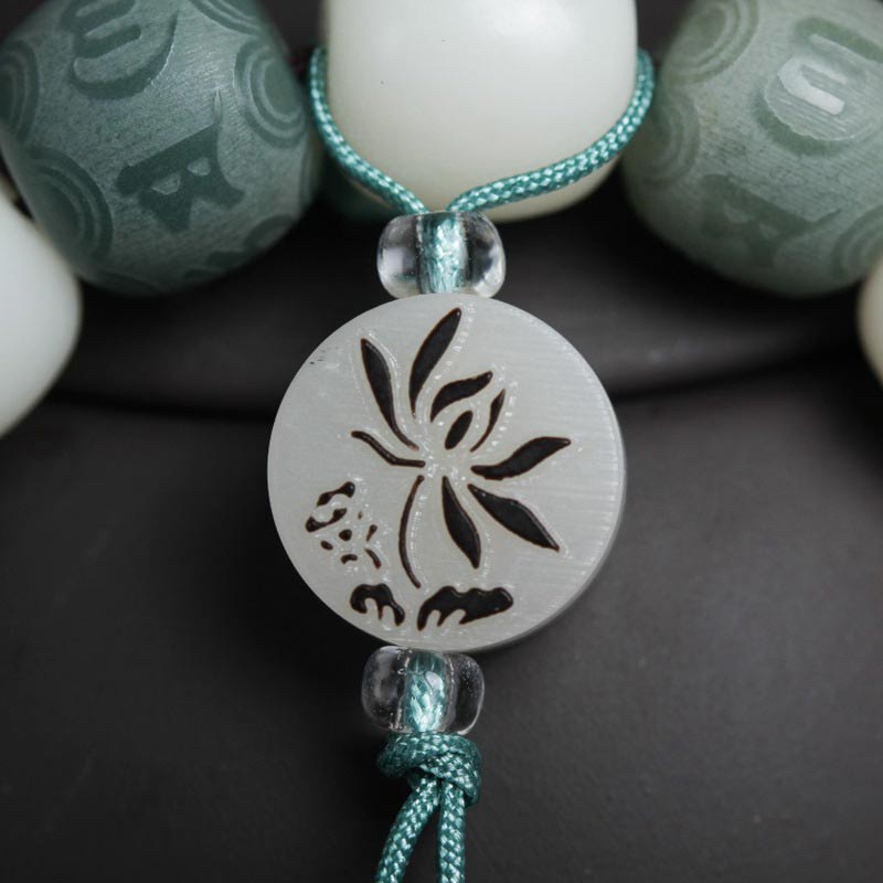 Pulsera de protección de seis palabras verdaderas Bodhi blanco con Buddha Stones