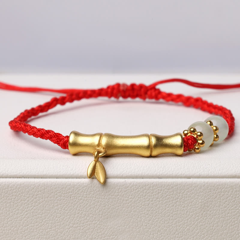 Pulsera trenzada de fuerza de la suerte con diseño de bambú de Buddha Stones