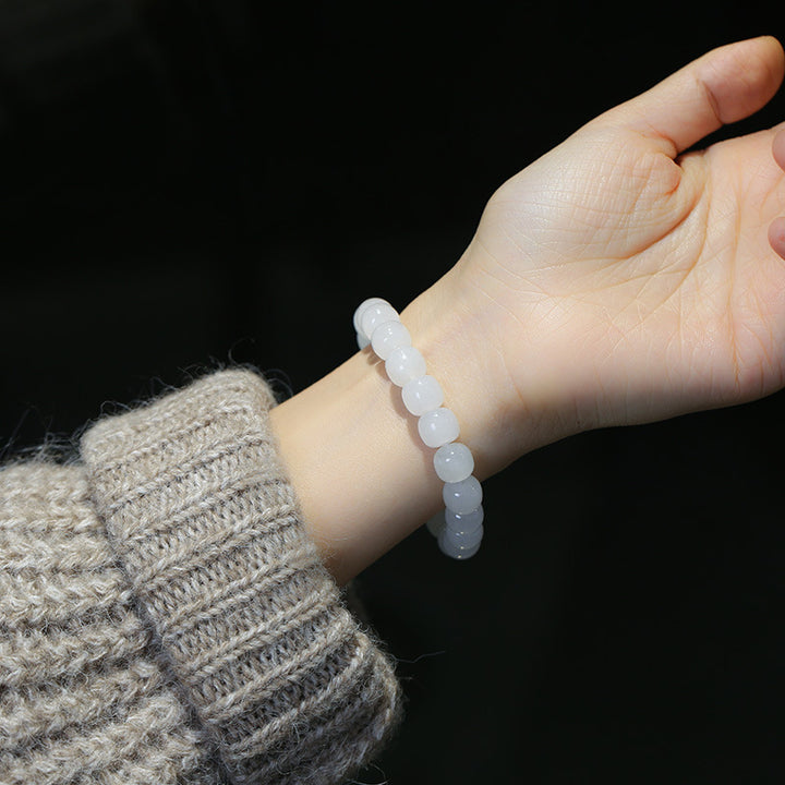 Pulsera de bendición de la suerte de jade degradado con Buddha Stones