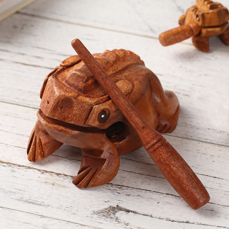 Buddha Stones hechas a mano FengShui, rana de la suerte y la riqueza, Mini rana croadora de madera, decoración Guiro