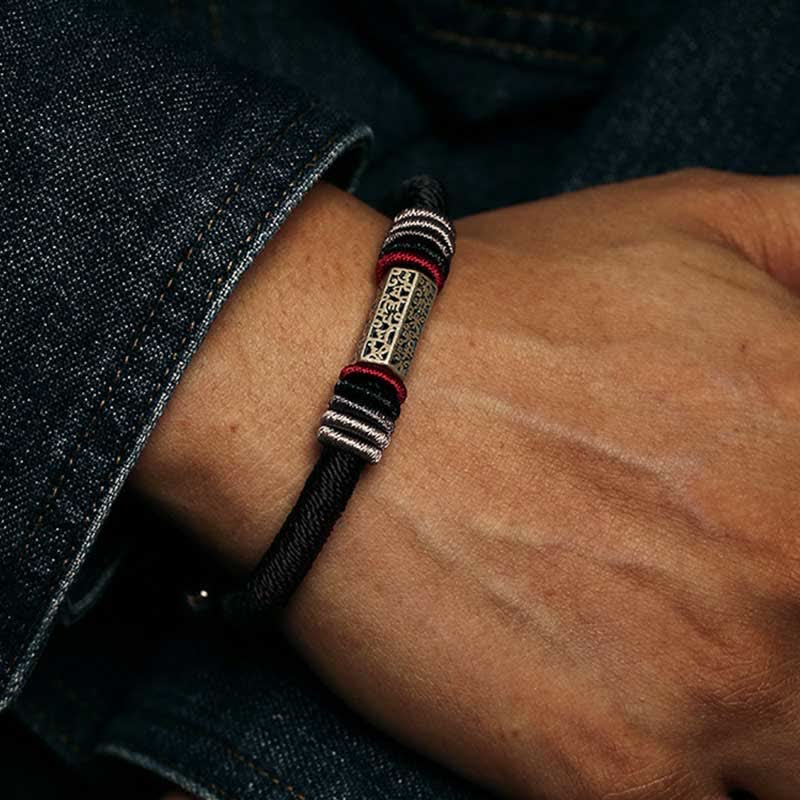 Pulsera de hilo rojo de la paz de Om Mani Padme Hum de plata de ley 925 con Buddha Stones - image 11