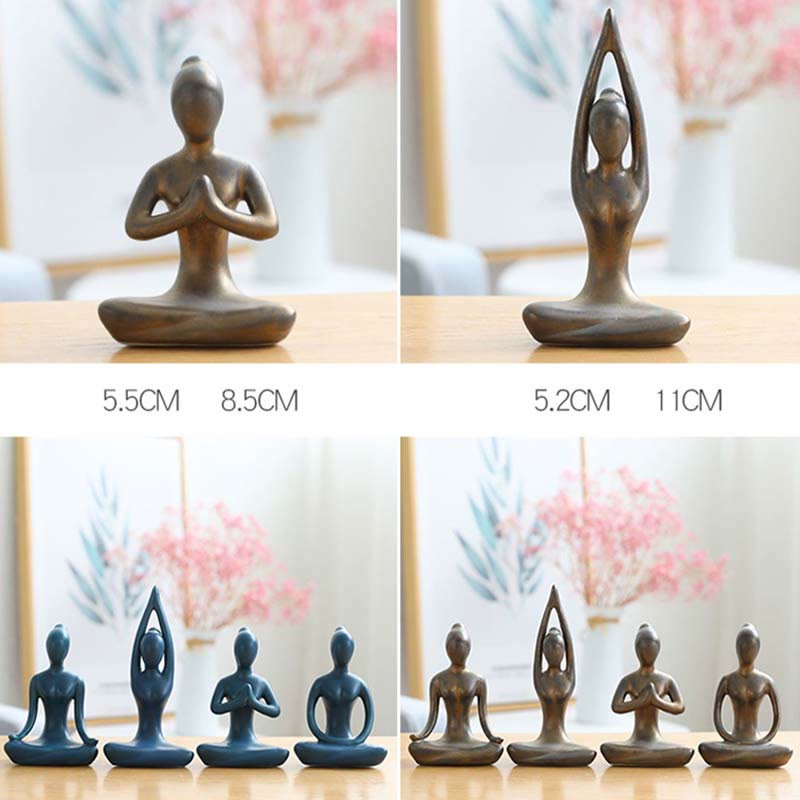 Decoración espiritual de la escultura de la estatuilla de la cerámica del ejercicio de la meditación del yoga abstracto