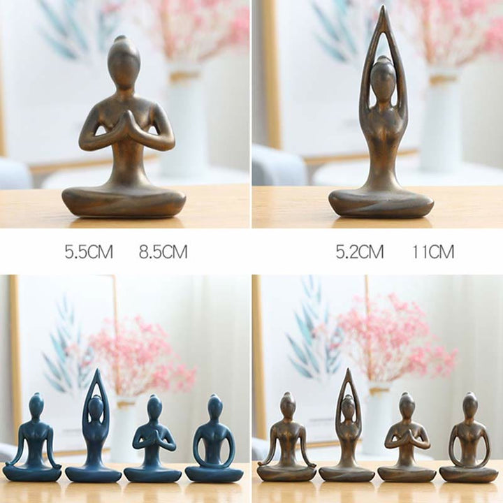 Decoración espiritual de la escultura de la estatuilla de la cerámica del ejercicio de la meditación del yoga abstracto