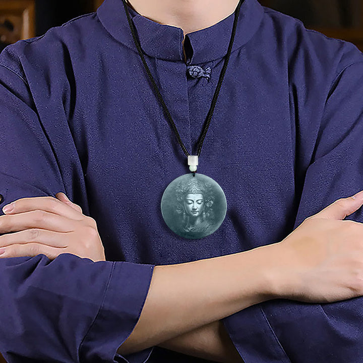 Buddha Stones Kwan Yin Avalokitesvara Jade Abundancia Cadena Collar Colgante