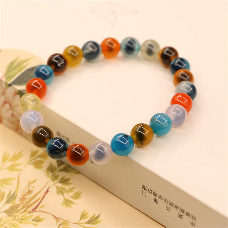 Pulsera colorida de cuentas de fuerza curativa de ágata de caramelo