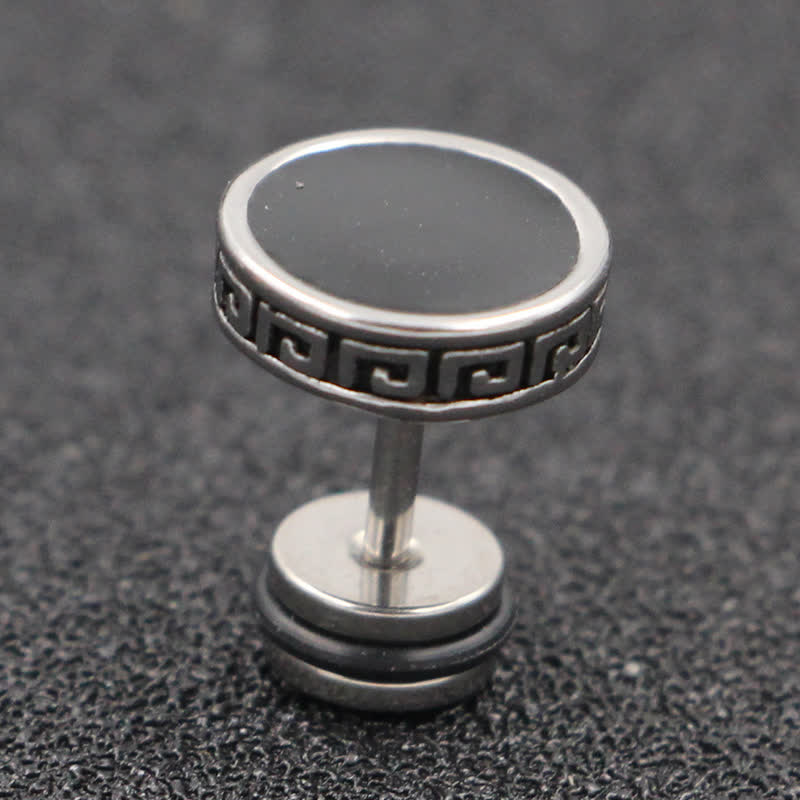 Pendientes redondos de equilibrio de acero titanio para hombre con Buddha Stones