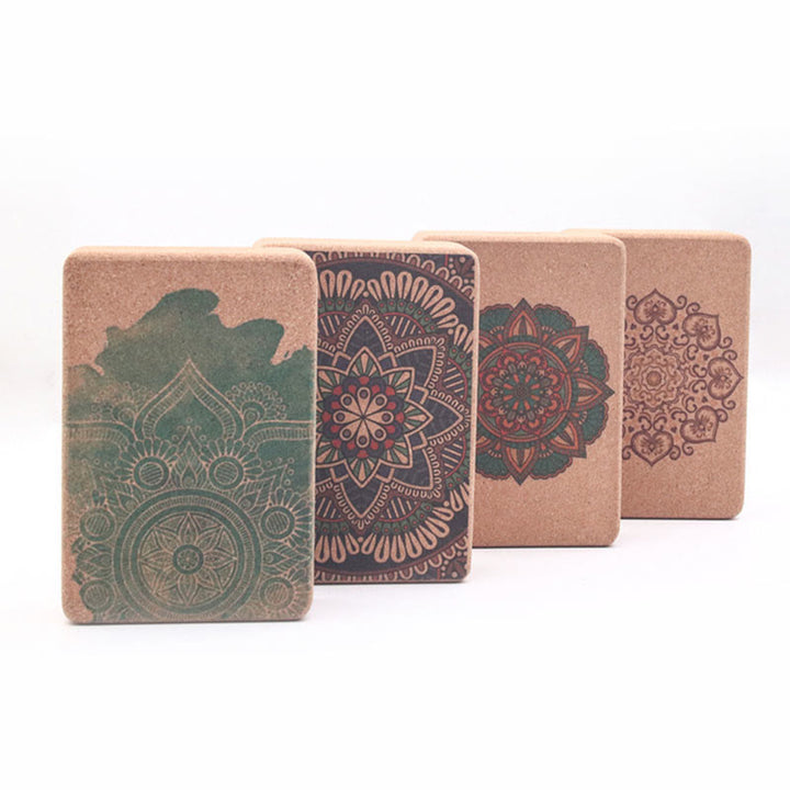Bloque de corcho de yoga consciente con mandala tibetana de Buddha Stones