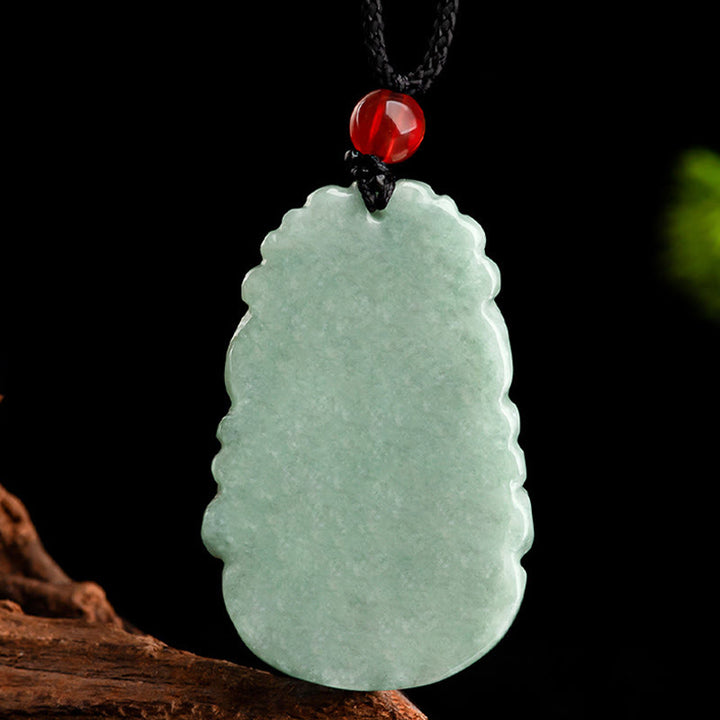 Buddha Stones Jade verde natural 12 Zodíaco chino Suerte Prosperidad Collar Colgante