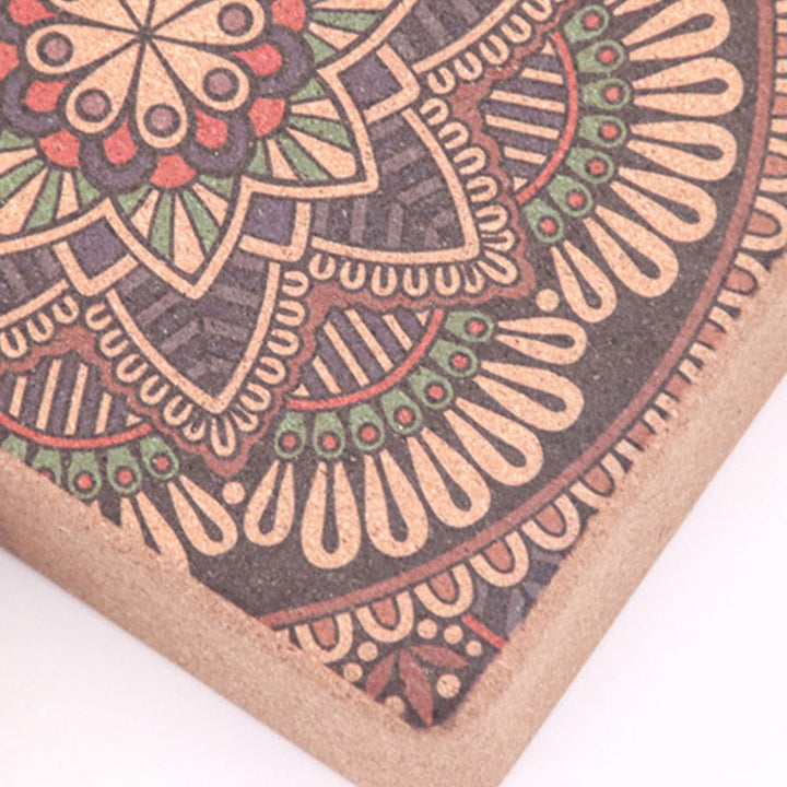Bloque de corcho de yoga consciente con mandala tibetana de Buddha Stones
