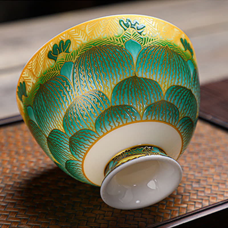 Tazas de té de flor de taza de té de cerámica de loto de Buddha Stones 100ml