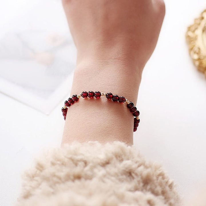 Pulsera de granate natural con Buddha Stones , chapada en oro de 14 quilates, calma - image 6