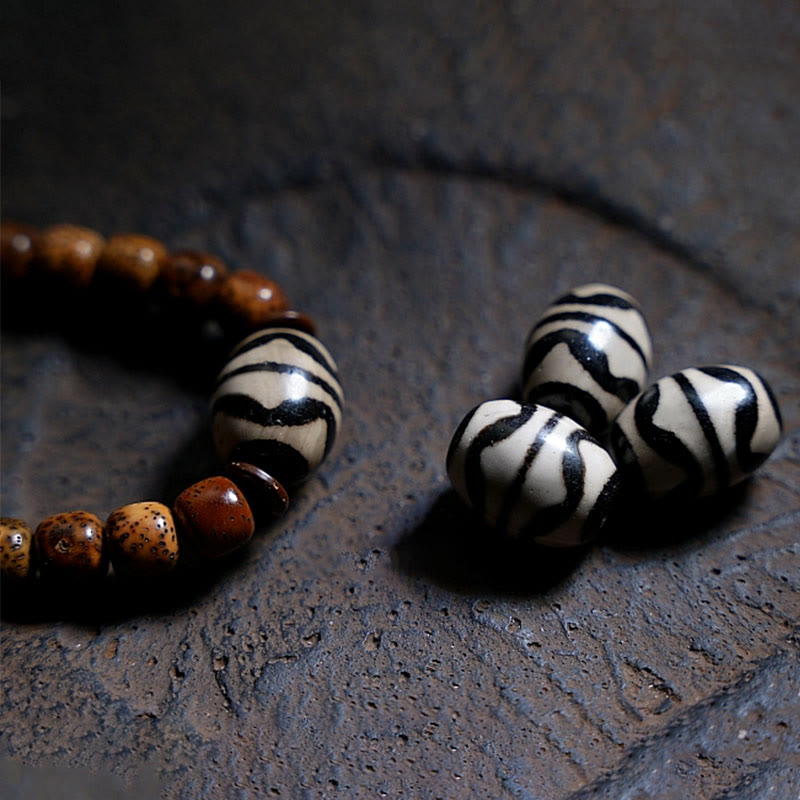 Buddha Stones tibetano Bodhi semilla ámbar Dzi cuentas ágata Zakiram diosa de la riqueza cuentas Triple envoltura pulsera