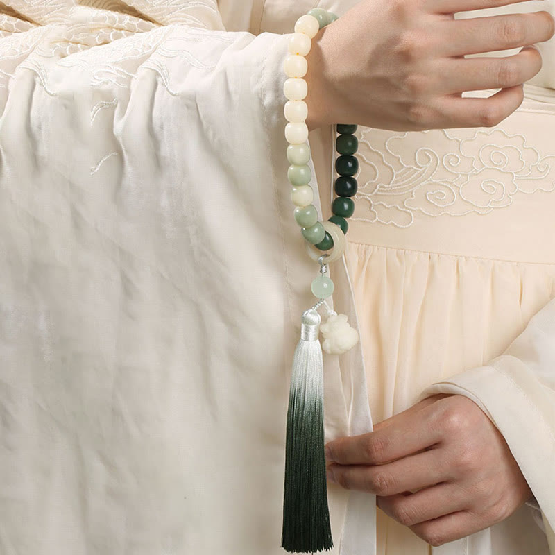 Bolsa de dinero de fortuna con semilla de Bodhi, gradiente Natural, borla de sabiduría de loto, Mala para muñeca