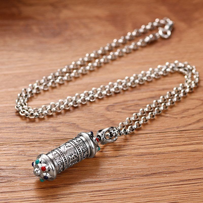 Colgante de collar de enfoque Om Mani Padme Hum tibetano con Buddha Stones - image 2