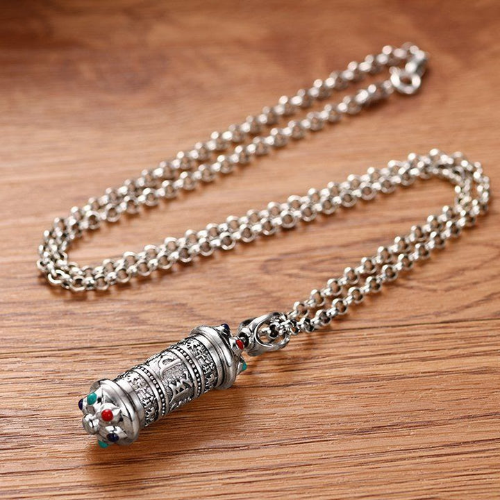 Colgante de collar de enfoque Om Mani Padme Hum tibetano con Buddha Stones - image 2