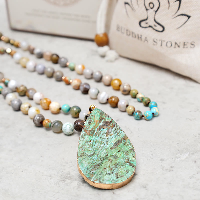 Collar curativo con cuentas de jaspe Picasso del océano natural de Buddha Stones