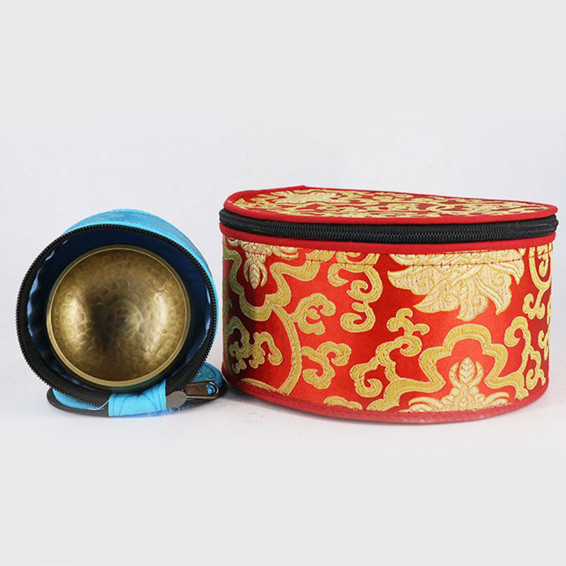 Bolsa de almacenamiento de cuenco tibetano con decoración de cierre de cremallera