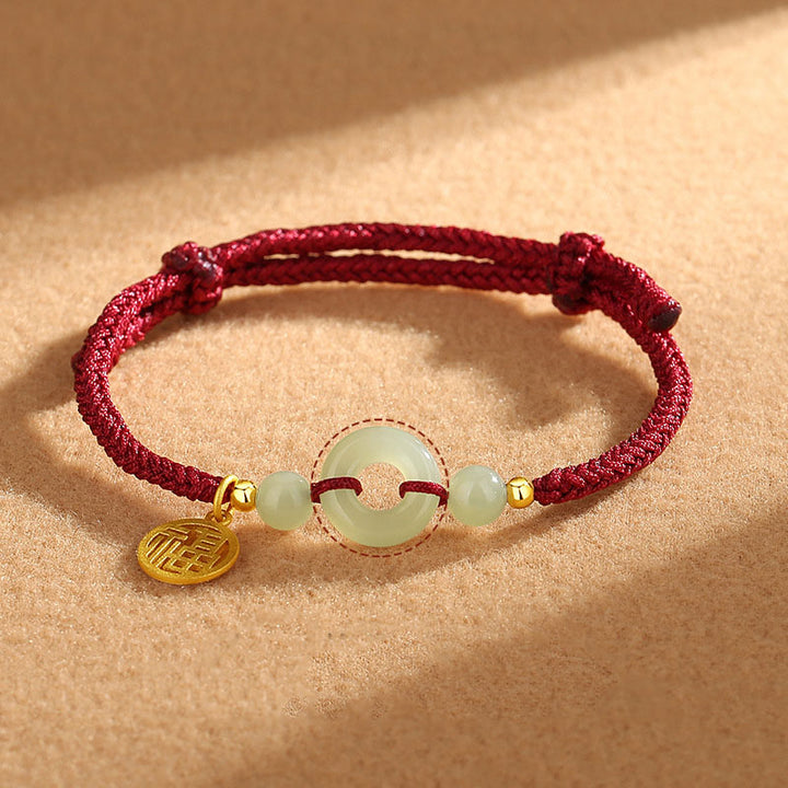 Pulsera de plata de ley 925 con Buddha Stones , jade hetiano, hebilla de la paz, dije de personaje Fu, pulsera de abundancia