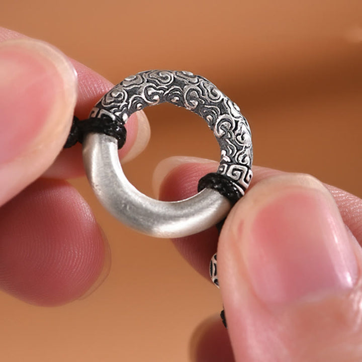 Pulsera de plata de ley 999 con Buddha Stones , hebilla de la paz, moneda de cobre, nubes auspiciosas, pulsera de la fortuna - image 4