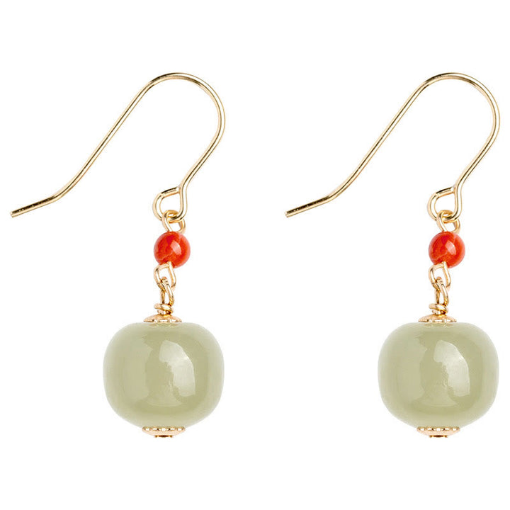 Pendientes Buddha Stones chapados en oro de 14 quilates, jade hetiano y ágata roja