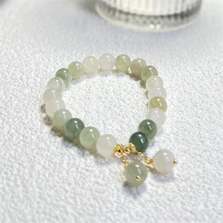 Pulsera con dijes de cuentas de suerte de abundancia de jade degradado natural con Buddha Stones