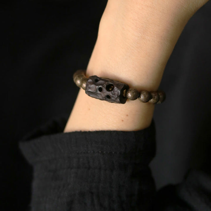 Pulsera con cuentas de equilibrio de la paz, cobre, madera de ébano del Tíbet, Buddha Stones