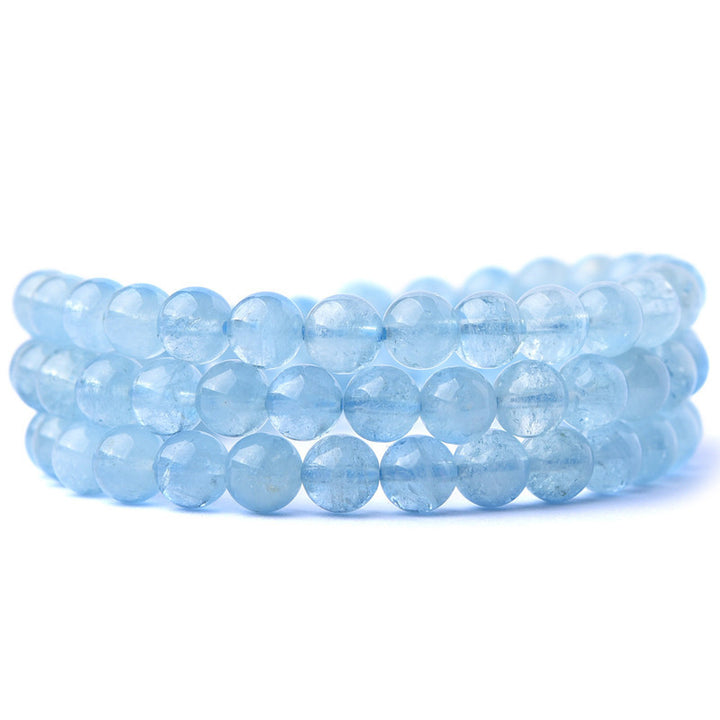 Pulsera curativa de la paz con aguamarina natural de Buddha Stones