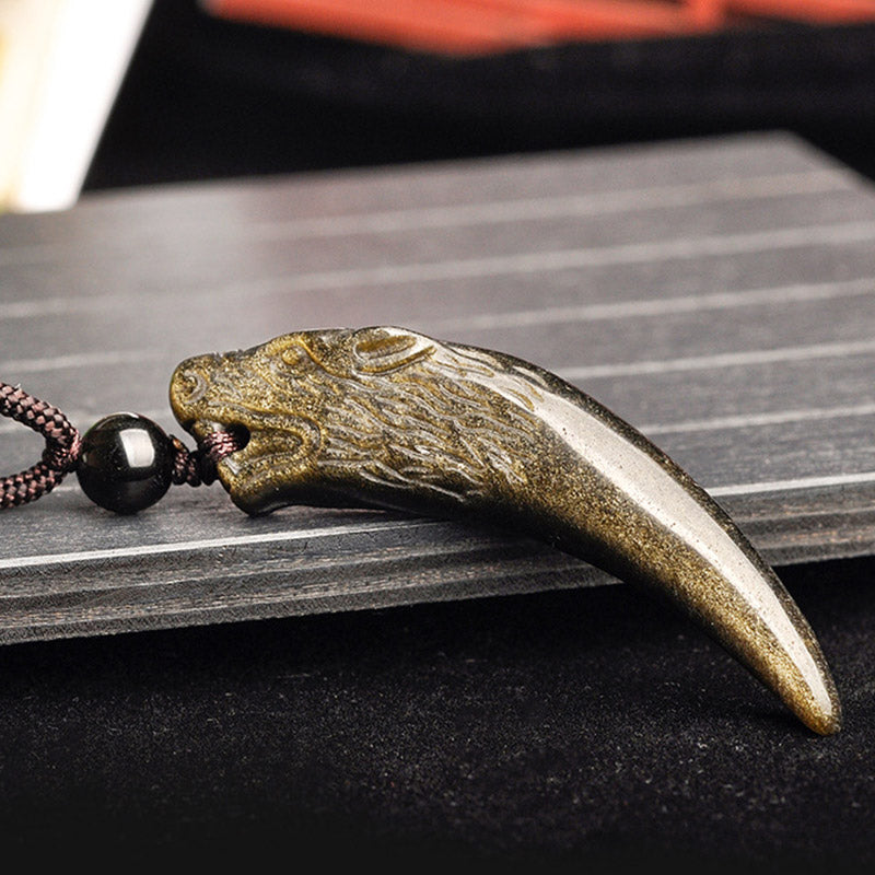 Buddha Stones, obsidiana negra Natural, obsidiana de hielo, obsidiana arcoíris, patrón de diente de lobo, colgante de collar de fuerza