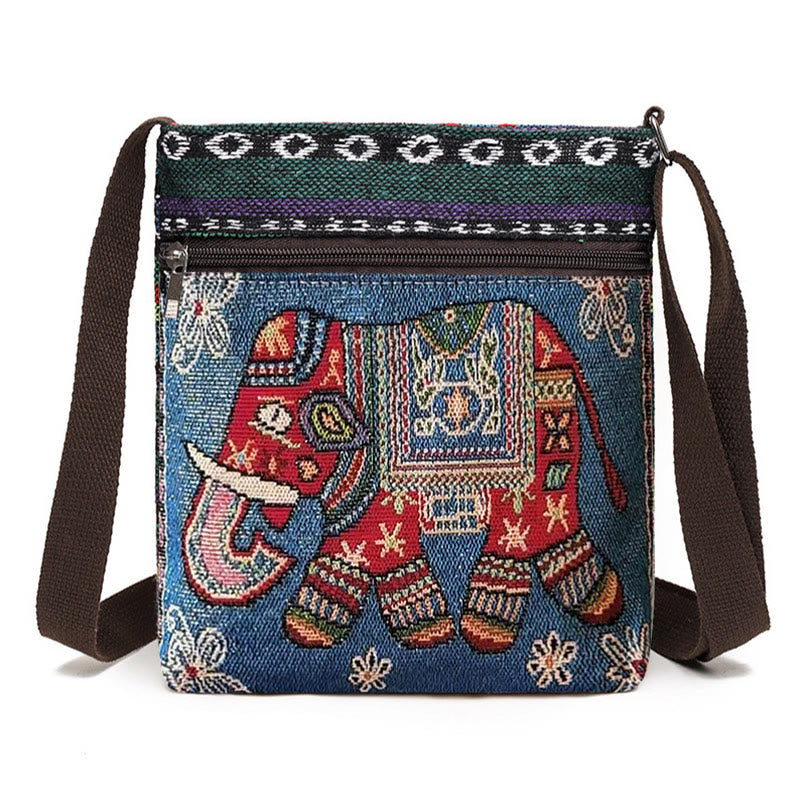 Bolso bandolera de lona bordado con mariposa de elefante, bolso bandolera
