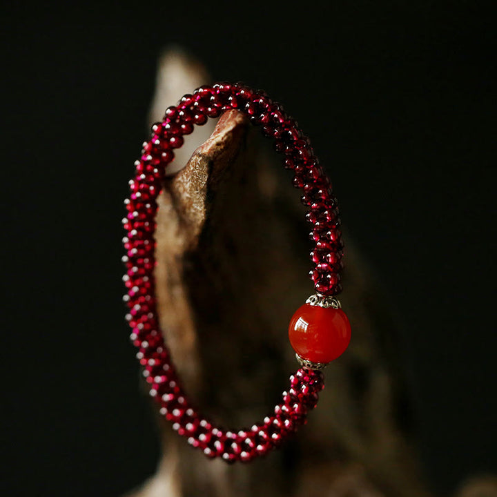 Pulsera de protección de cuentas de amazonita, ágata roja, cristal rosa, granate Natural , Buddha Stones