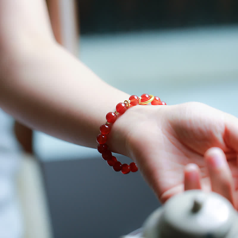 Pulsera de confianza con letras de bendición de ágata roja natural